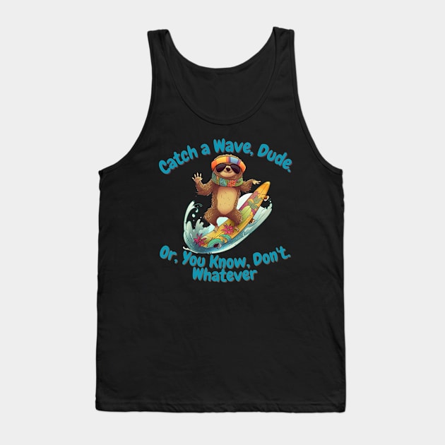 Surfing Sloth Tank Top by TooplesArt